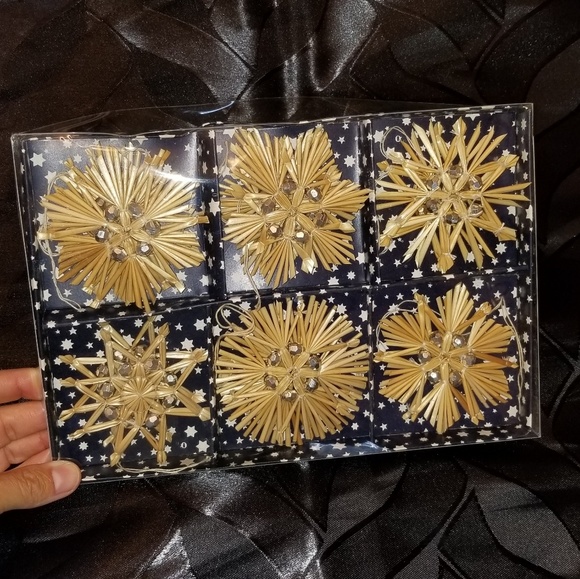 ❗ SOLD! 14 Bamboo ornaments Stars/Snowflakes - Picture 4 of 4